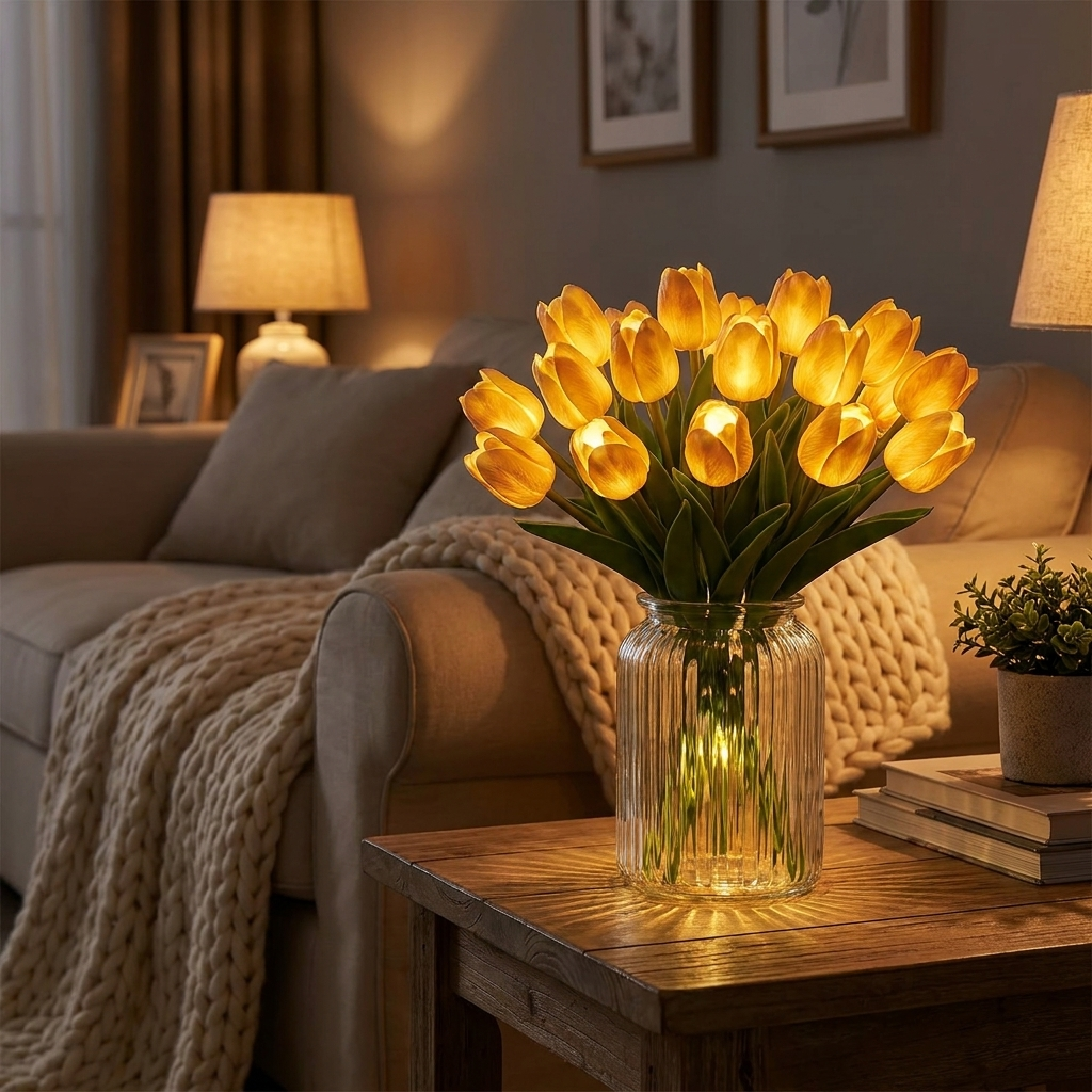 Okaro Glowing Tulip Light Bouquet - Amber Gold
